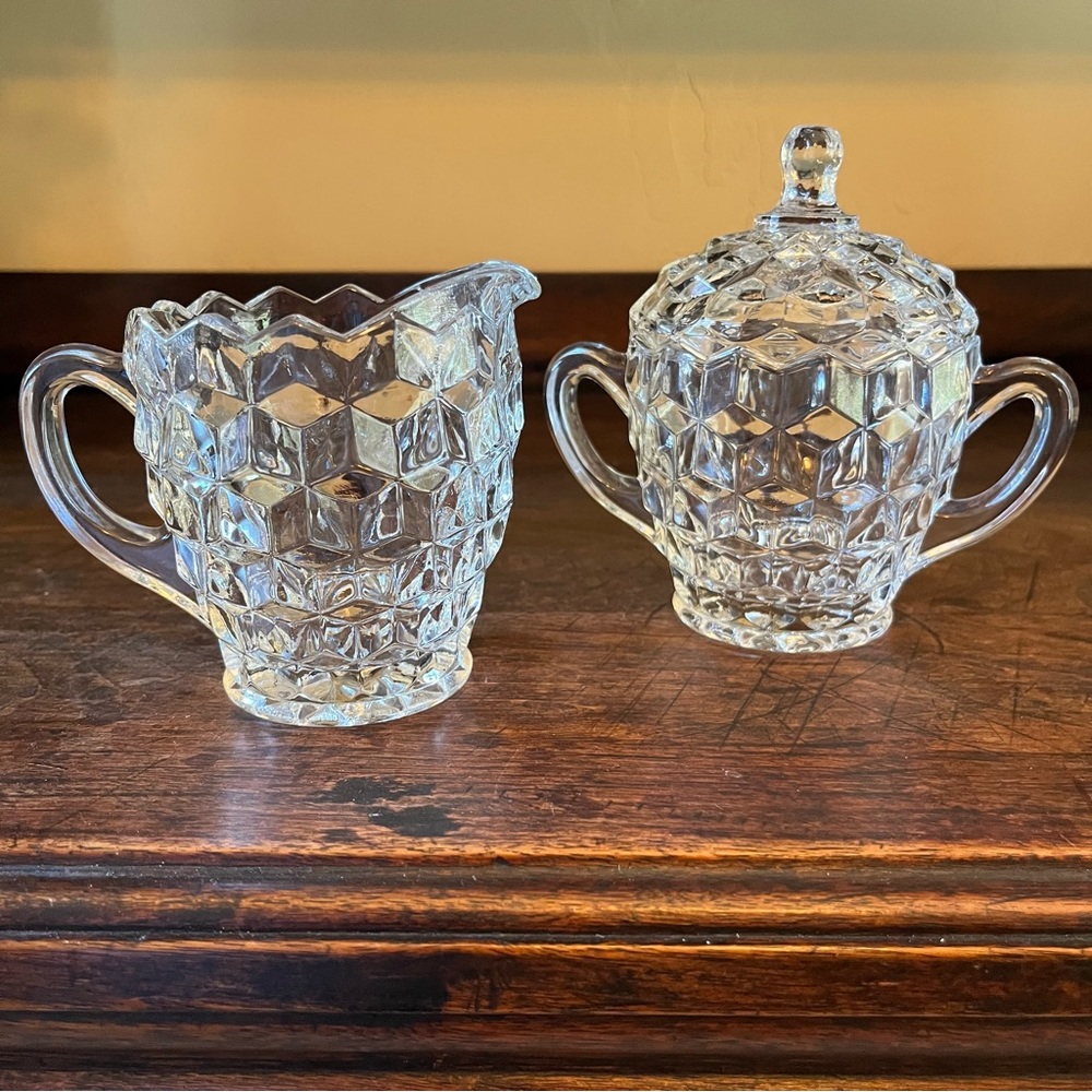 VTG Indiana Glass Whitehall  Sugar and Creamer